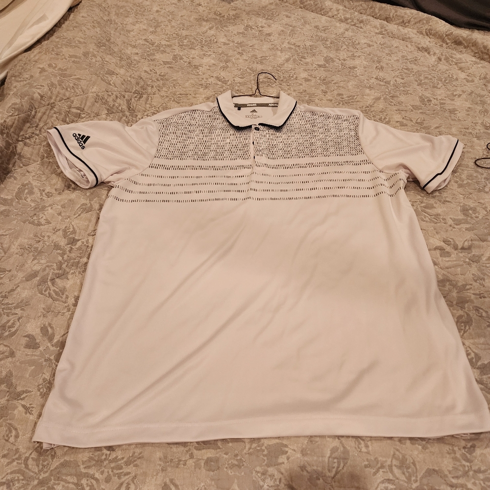 Adidas Men's White Polo with Black Accents